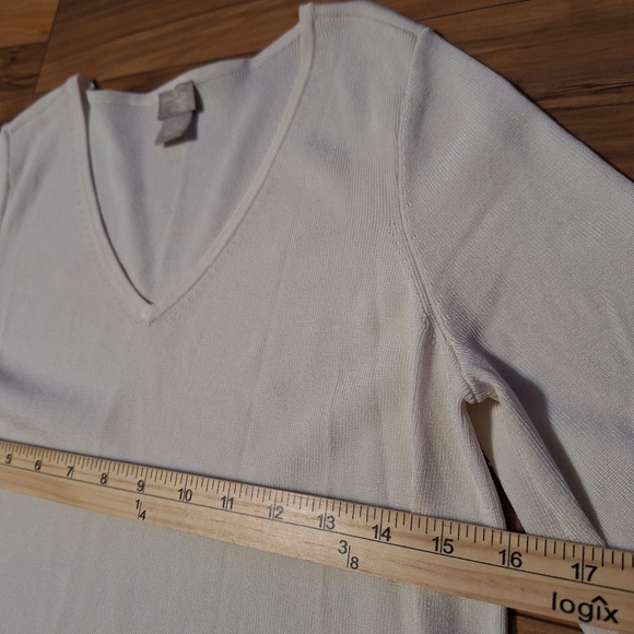 Chicos Travelers S Long Tunic Rib Knit Top Stretch Office Work Beach Coastal - Picture 5 of 8